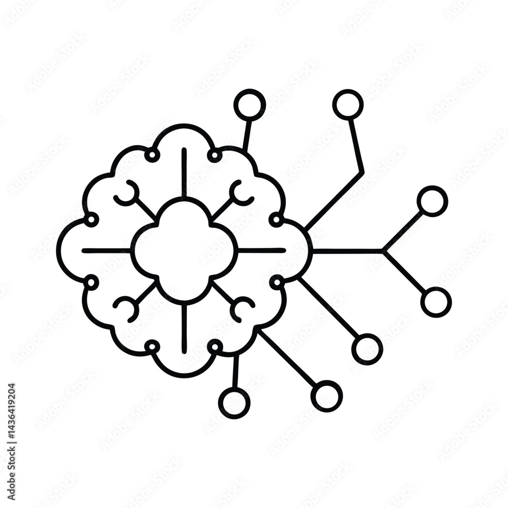 Poster connected brain represents cloud computing and ai