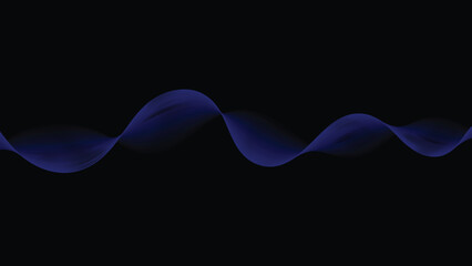 Blue Dark Imperial wave Line In The black background, Vector Wave lane. 