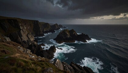 Obraz premium Lonely Wooden Dock Extending into Misty Lake during Autumn 