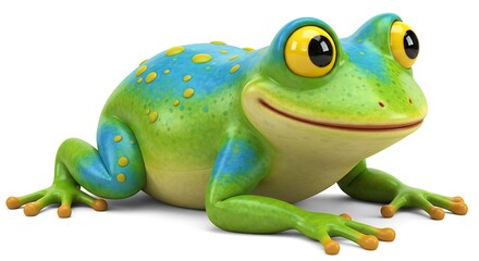 Obraz premium Cartoon Frog Posing with Big Eyes and Happy Smile
