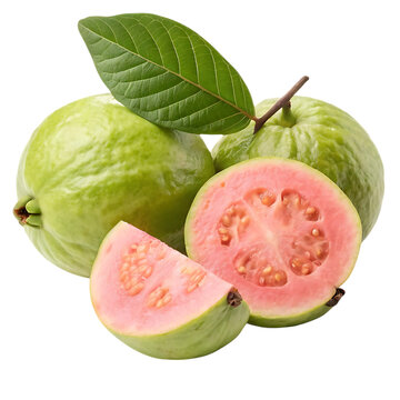 Fresh guava fruit with leaves, healthy food