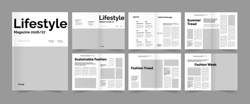  Lifestyle Magazine Template, Magazine Layout Design, Clean Lifestyle Magazine.
