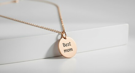 A gold necklace featuring a "Best Mom" pendant, ideal for celebrating mothers and expressing affection.
