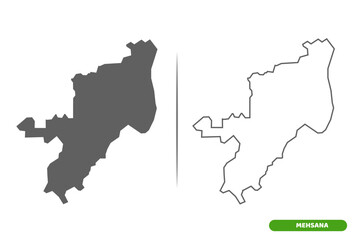 Mehsana District of Gujarat State map.