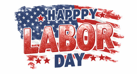 Obraz premium Faded looking digital illustration in bright red and dark blue on a crisp white background, celebrating Labor Day. Vector Illustration