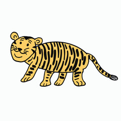 Illustration of Cute Tiger animal Hand drawn
