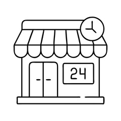 store hours icon, store hours line art - simple line art of store hours, perfect for store hours logos and icons
