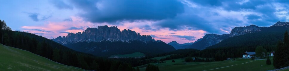 Happy woman standing with her back on sunset in nature . Panoramic view of a colorful sunset created by ai