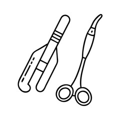 surgical instruments icon, surgical instruments line art - simple line art of surgical instruments, perfect for surgical instruments logos and icons
