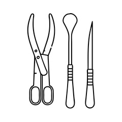 surgical instruments icon, surgical instruments line art - simple line art of surgical instruments, perfect for surgical instruments logos and icons