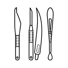 surgical instruments icon, surgical instruments line art - simple line art of surgical instruments, perfect for surgical instruments logos and icons
