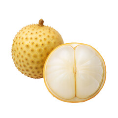 Fresh whole and halved Wollongong lychee fruit