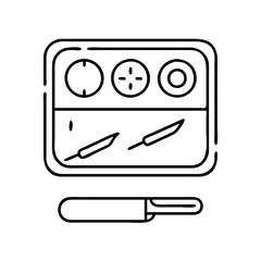 surgical tray icon, surgical tray line art - simple line art of surgical tray, perfect for surgical tray logos and icons