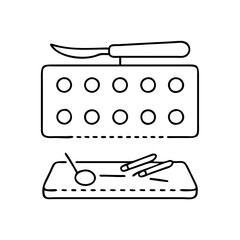 surgical tray icon, surgical tray line art - simple line art of surgical tray, perfect for surgical tray logos and icons