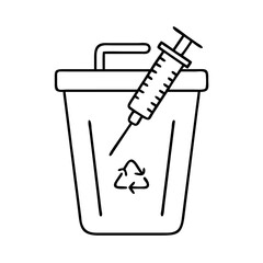 syringe disposal bin icon, syringe disposal bin line art - simple line art of syringe disposal bin, perfect for syringe disposal bin logos and icons
