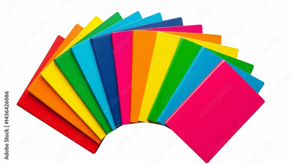 Aufkleber fan shaped arrangement colorful paper sheets sheets arranged way overlapping creating fan shape colo