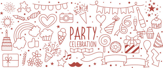 Party celebration doodle, handrawn illustration vector, birthday
