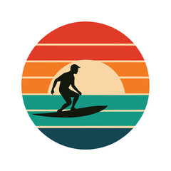 Surfing into the Sunset or Retro Surf Vibes