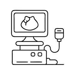 ultrasound machine icon, ultrasound machine line art - simple line art of ultrasound machine, perfect for ultrasound machine logos and icons