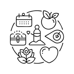 wellness routine icon, wellness routine line art - simple line art of wellness routine, perfect for wellness routine logos and icons