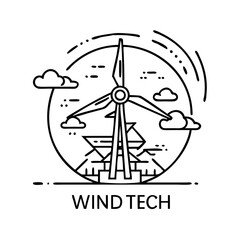 wind tech icon, wind tech line art - simple line art of wind tech, perfect for wind tech logos and icons