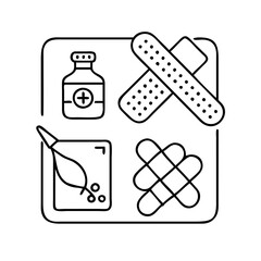 wound dressing kit icon, wound dressing kit line art - simple line art of wound dressing kit, perfect for wound dressing kit logos and icons