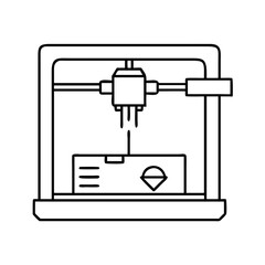 3d printer icon, 3d printer line art - simple line art of 3d printer, perfect for 3d printer logos and icons