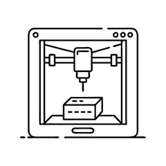 3d printer icon, 3d printer line art - simple line art of 3d printer, perfect for 3d printer logos and icons
