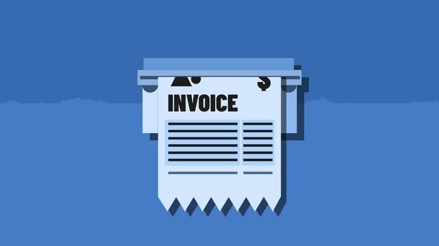 Invoice machine generating invoice in us dollars for businesses animation