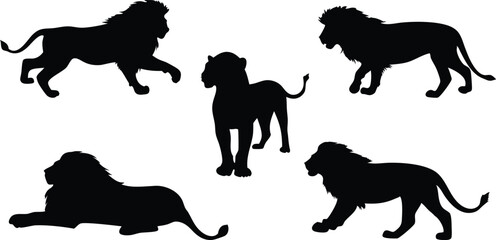 Set of Lion Silhouette Icon
