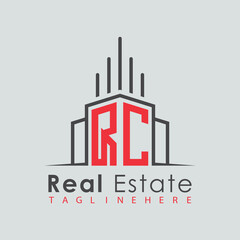 initial monogram logo for real estate with Home and Building shape creative design.