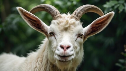 Fototapeta premium Funny Close-Up of Goats in Field – Comical Farm Animal Portrait