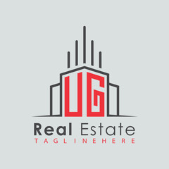 Obraz premium initial monogram logo for real estate with Home and Building shape creative design.