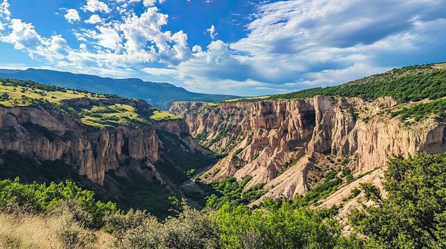 Amazing view of Mountain massif of the Gorropu Canyon. 