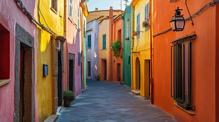 Papier peint photo Cuisine Attractive morning panorama of colourful houses of old town Bosa in Sardinia. -  © Neon Stock