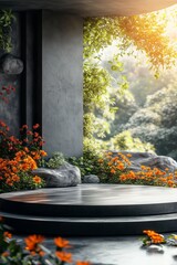 Minimal pedestal with background for product mock-up