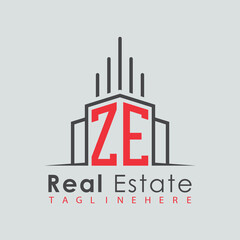 Obraz premium initial monogram logo for real estate with Home and Building shape creative design.