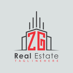 Obraz premium initial monogram logo for real estate with Home and Building shape creative design.