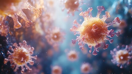 Naklejka premium Microscopic virus cells vibrant background images