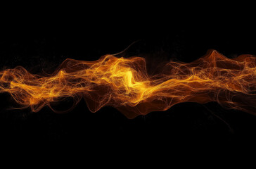 Fototapeta premium Fiery flames burning on a black background, with a motion effect. Isolated, smoke, light, fire, flame.
