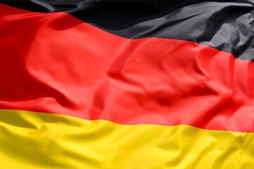 Close-up of the national flag of Germany fluttering in the wind, wave pattern