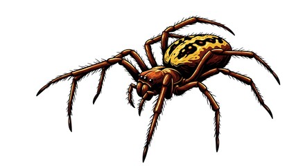 Crawling Spider Illustration with Detailed Legs and Body