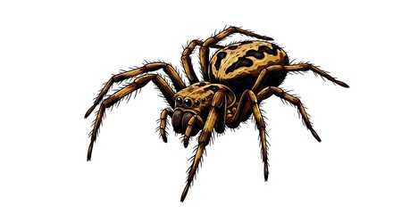 Fototapeta premium Spider Illustration Detailed Brown and Black Arachnid