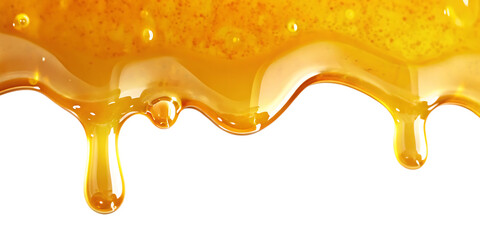 liquid honey dripping from above isolated on white background PNG