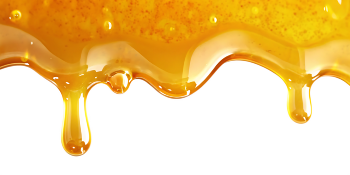 liquid honey dripping from above isolated on white background PNG