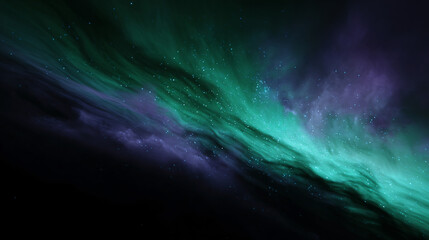 Fototapeta premium Cosmic nebula in swirling green and purple tones