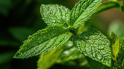 A mint leaf with jagged edges in high resolution