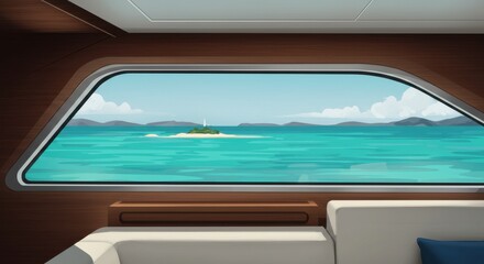 Obraz premium Yacht Cabin Window View