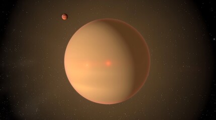 Obraz premium Enigmatic gas giant and small moon in a distant planetary system
