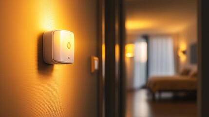 A motion sensor light turning on in a hallway